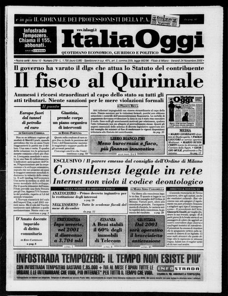 Italia oggi : quotidiano di economia finanza e politica